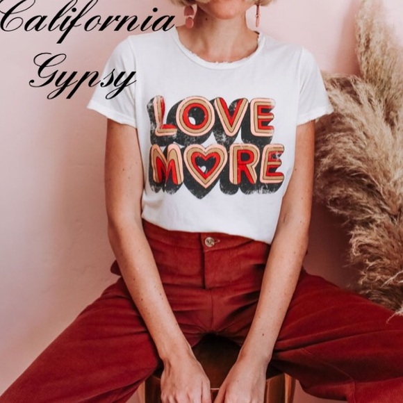 Love More Vintage Retro Boho T-shirt - Picture 5 of 8